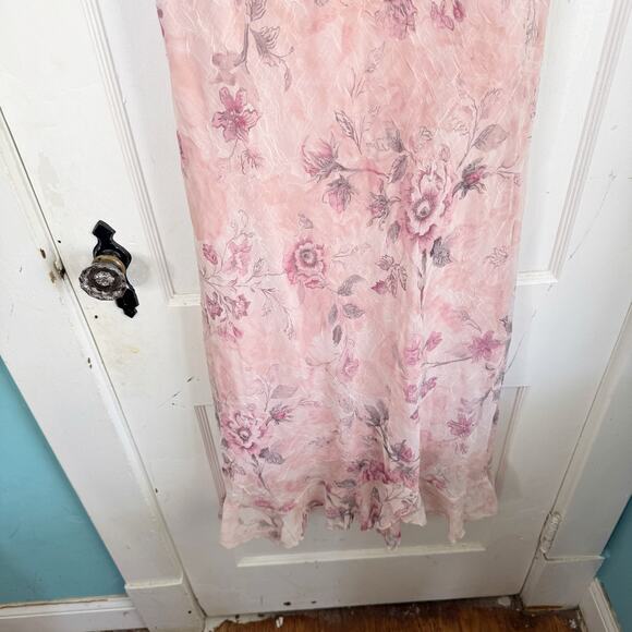 VTG Believe Ballet Pink Floral Fairy Garden Ruffle Midi Dress Romantic Size 10 - Picture 3 of 15